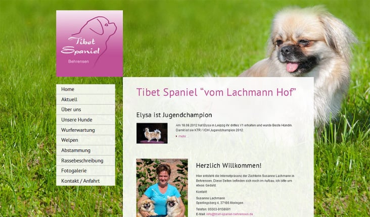 www.tibet-spaniel-behrensen.de – Internetpräsenz der Hundezüchter Lachmann