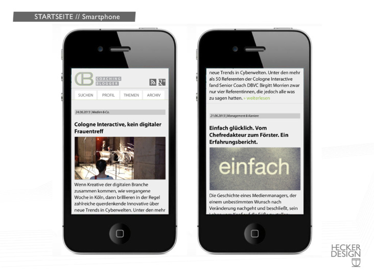 Mobile Webseite // Coaching-Blogger