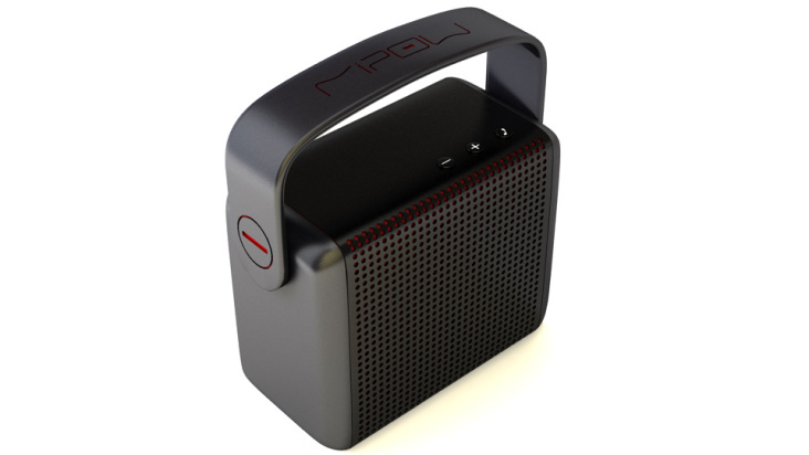 MiPow BOOM – portable Bluetooth-Lautsprecher.  Erstellt mit 3ds Max, Vray, Photoshop