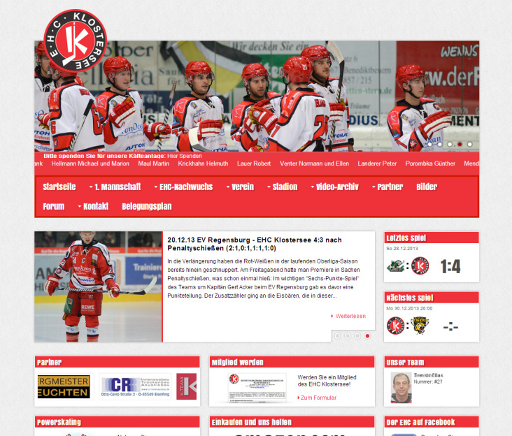 Webseite EHC Klostersee