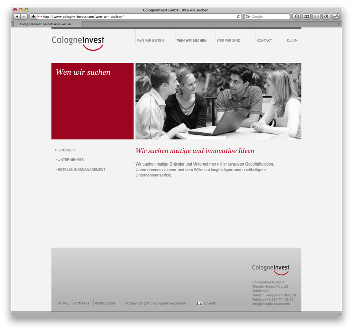 Branding und Website für die CologneInvest GmbH