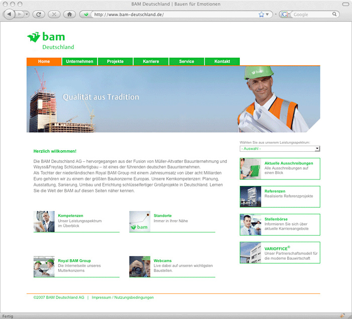Corporate Website BAM Deutschland AG