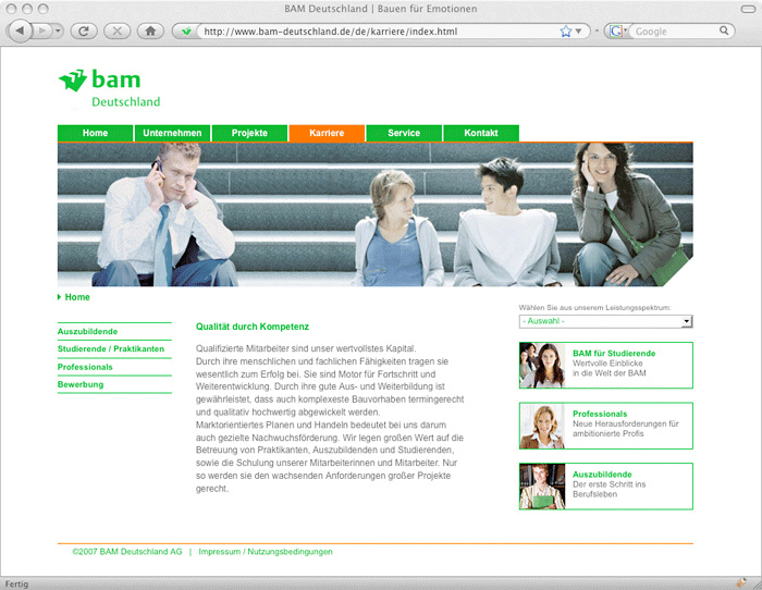 Corporate Website für die BAM Deutschland AG