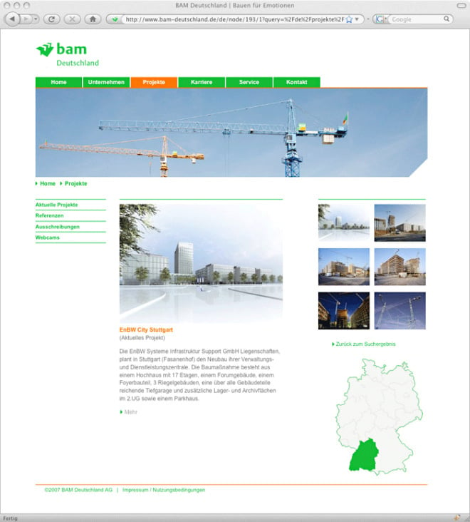 Corporate Website für die BAM Deutschland AG