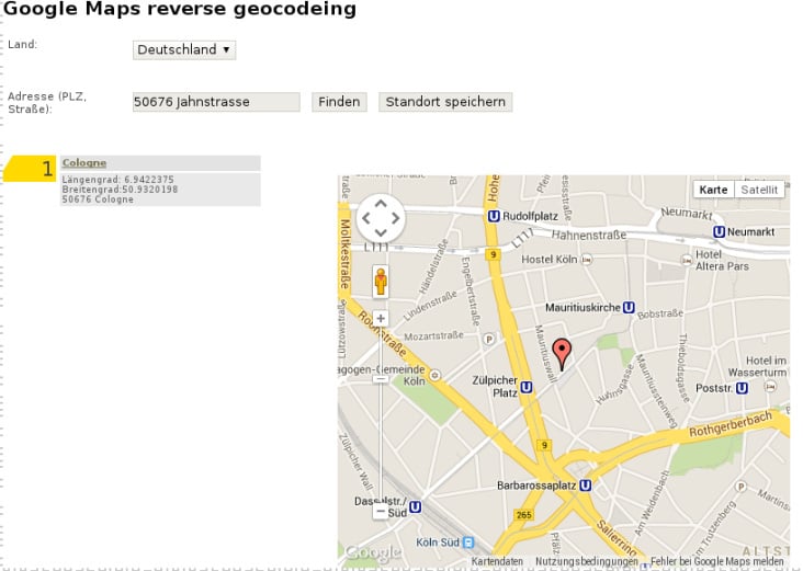 Google Maps reverse geocoding