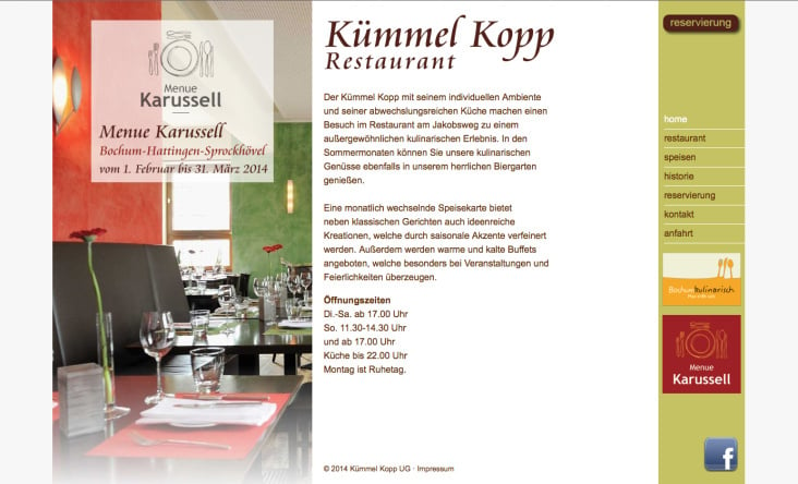 Resaturant Kümmel Kopp – Web-Design