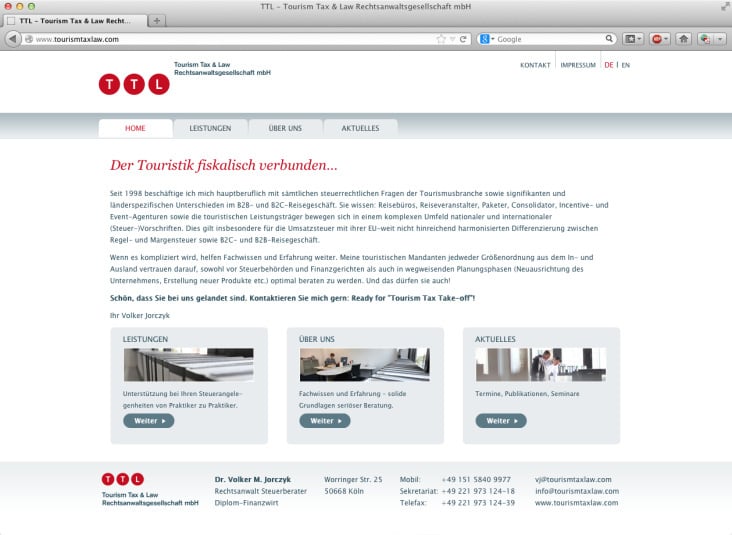 Webdesign für TTL Tourism Tax & Law