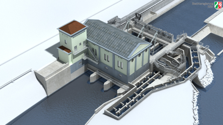 3D Animation Fischtreppe an einer Wasserkraftanlage