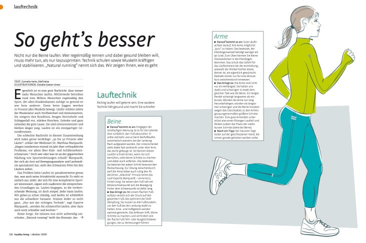 Besser laufen, Layout und Illustrationen für healthy living