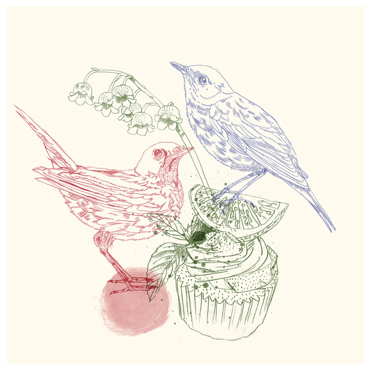 Birds, Cake & Flowers 02