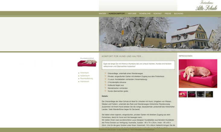 Website Fewo Alte Schule