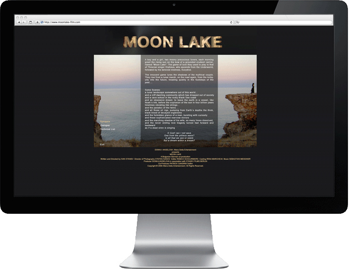 Webseite der Moon Lake Film von Ivan Stanev.  Design und Programmierung