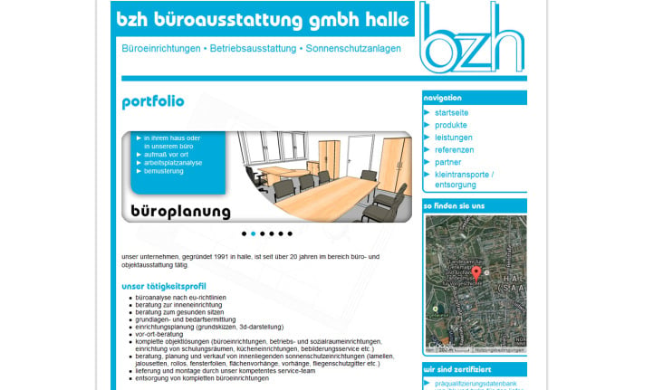 Website bzh büroausstattung gmbh halle