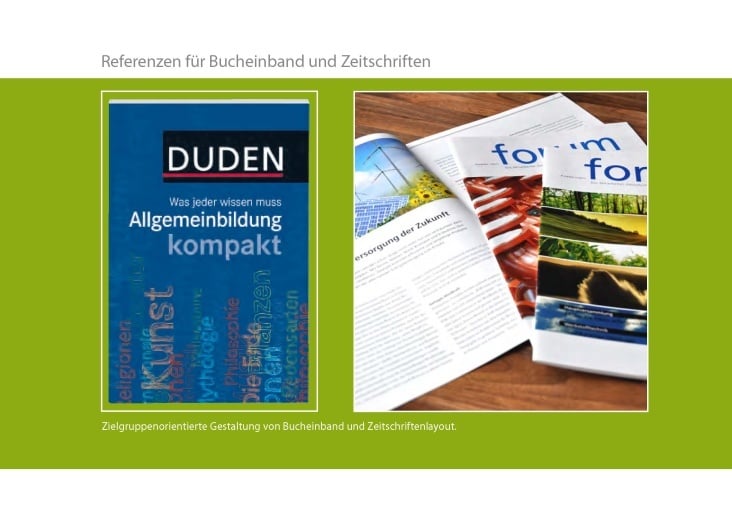 Referenz für Buchumschlag und Mitarbeiterzeitschrift