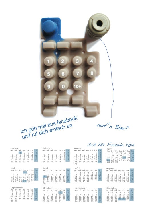 Kalender 2014 – „ich geh mal aus facebook auf’n Bier“