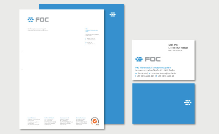 Logo und Geschäftsausstattung für FOC GmbH (im Auftrag eines Markenberaters)