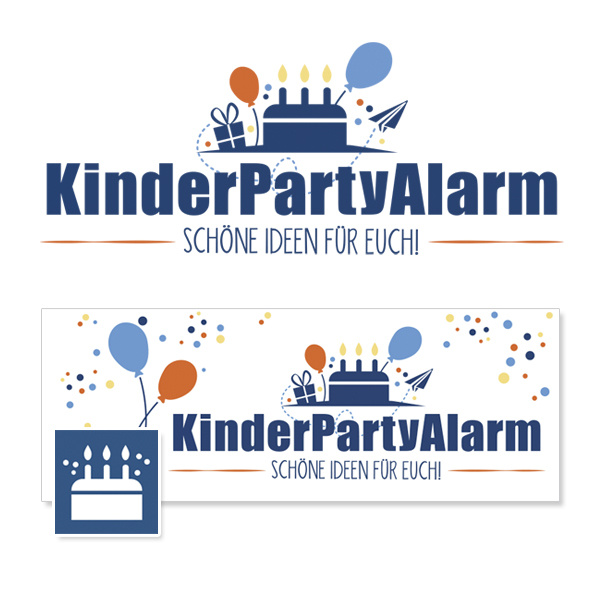 Logogestaltung für einen Kinderparty-Service und Adaption für Facebook-Auftritt
