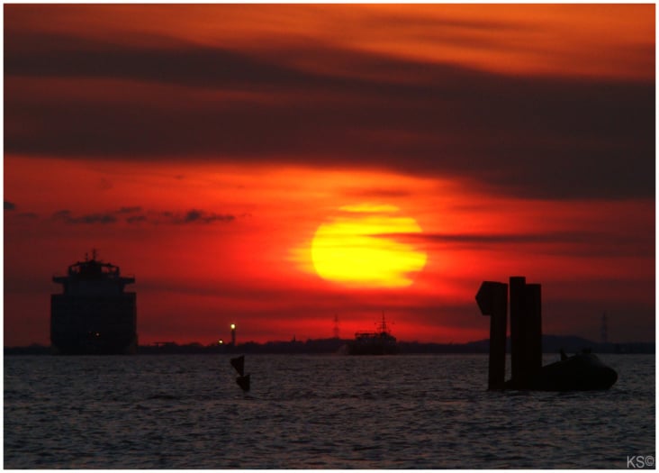 Sundown am Strand von Blankenese