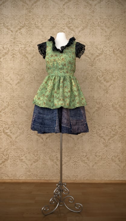 Das Kleid „Bavarian Style“.  Erstellt mit Marvelous Designer, Mudbox, 3ds Max, Vray, Photoshop