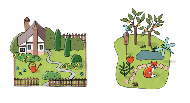 Gartentypen – Illustrationen für die Stuttgarter Nachrichten