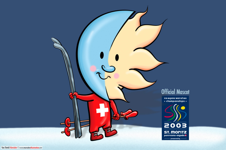 Offizielles Maskottchen für FIS Alpine Ski WM 2003 St Moritz von Ian Marsden