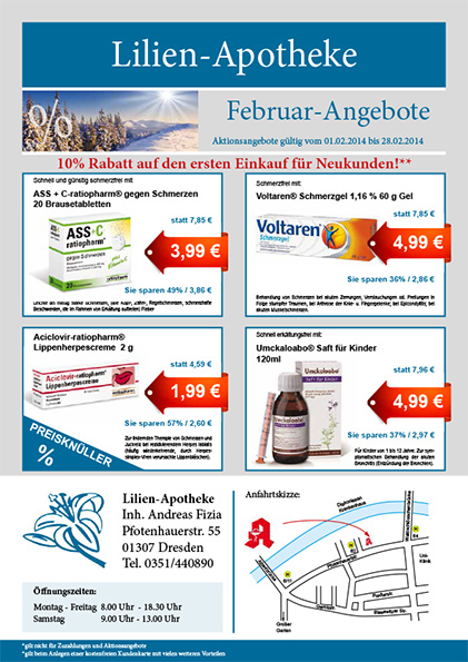 Werbeflyer Lilien-Apotheke, Dresden