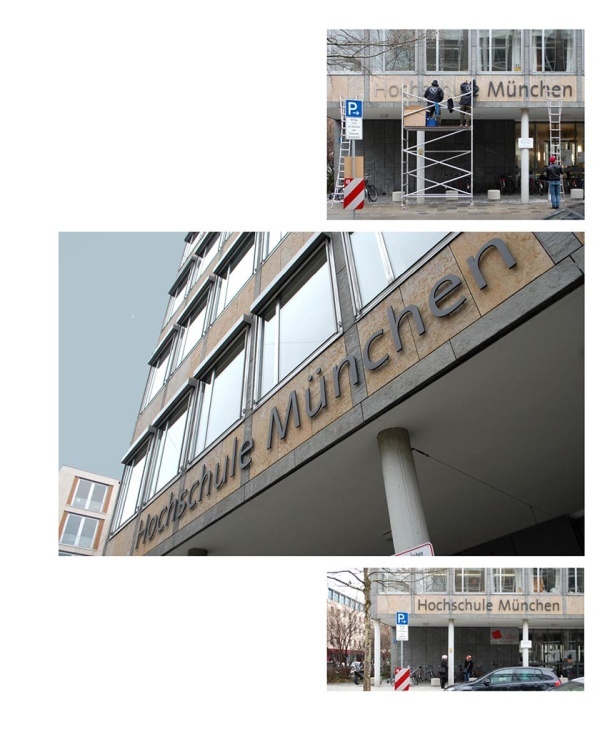 Hochschule für Angewandte Wissenschaften München: Gestaltung der Gebäudebeschriftung