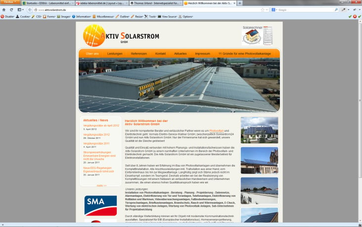 Website für Aktiv Solarstrom