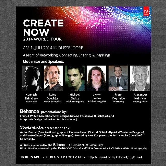 Promotion of the Adobe Create Now Event in Düsseldorf.