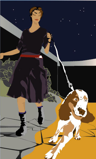 Illustrator: Frau mit Hund
