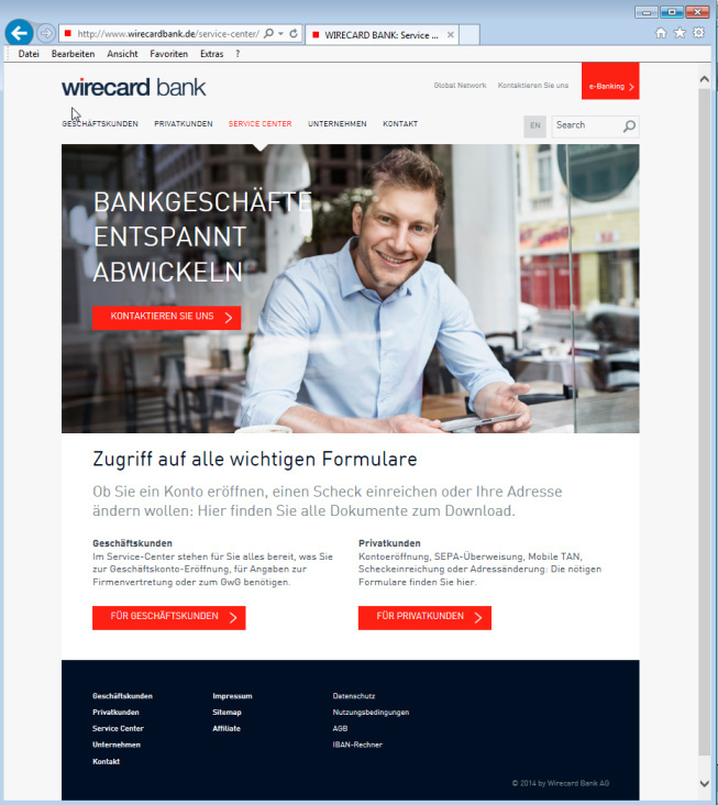 Wirecard Bank Homepage