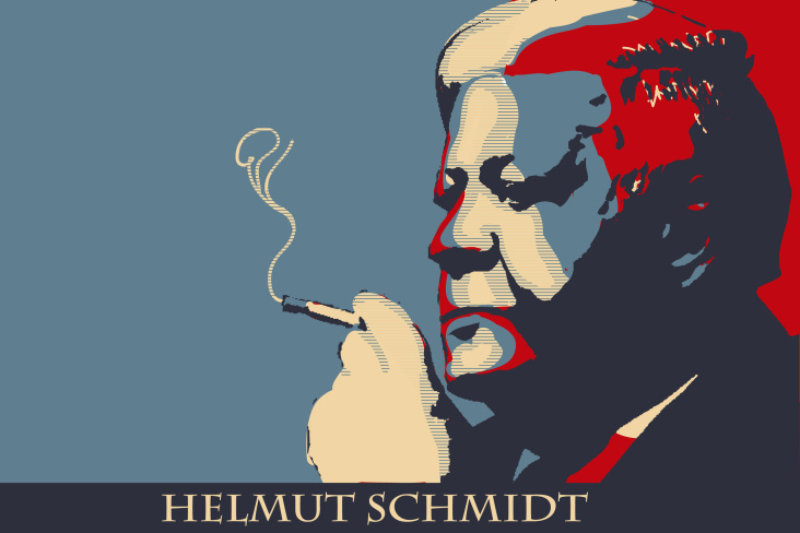 Elder Statesman with cigarette. Helmut Schmidt