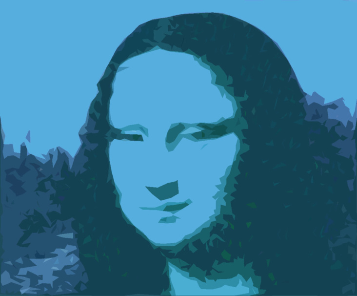 Mona Lisa grafisch blau