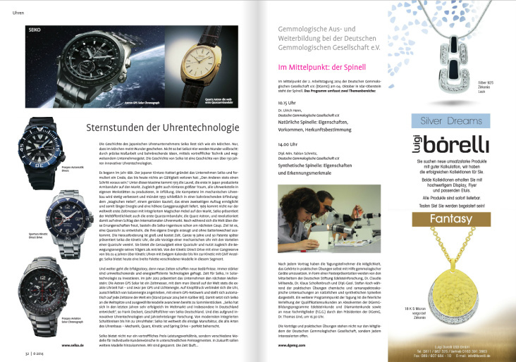 Kunde: FZ – Europas Trend-Magazin für Uhren, Schmuck & Accessoires, Redaktionelle Texte