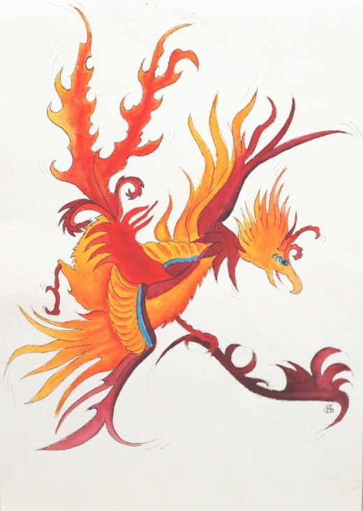 aquarell, dragon- vorlage fúr seidenmalerei