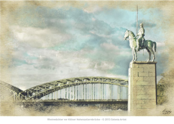 Rheinwächter vor Kölner Hohenzollernbrücke