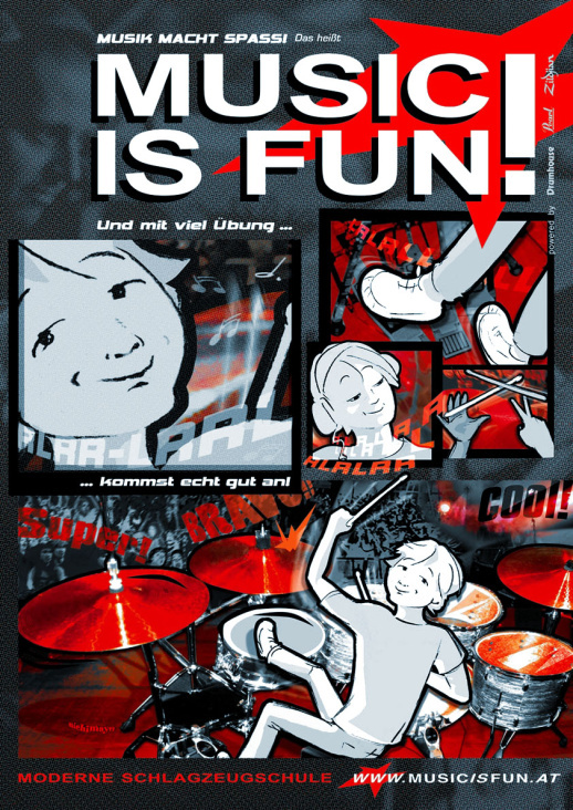 Poster Music is fun! Schlagzeugschule / drum school
