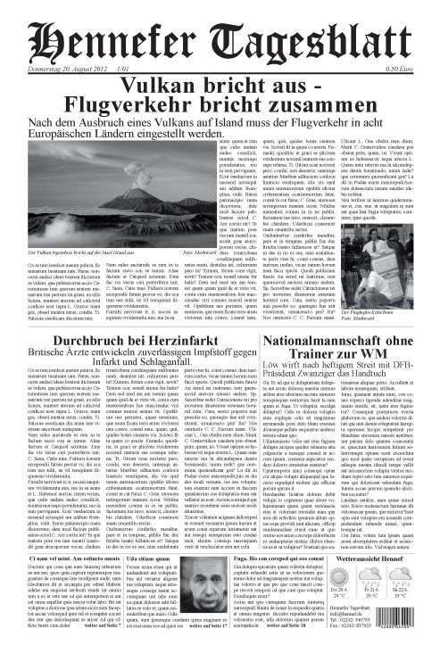 Fiktive Zeitungsgestaltung