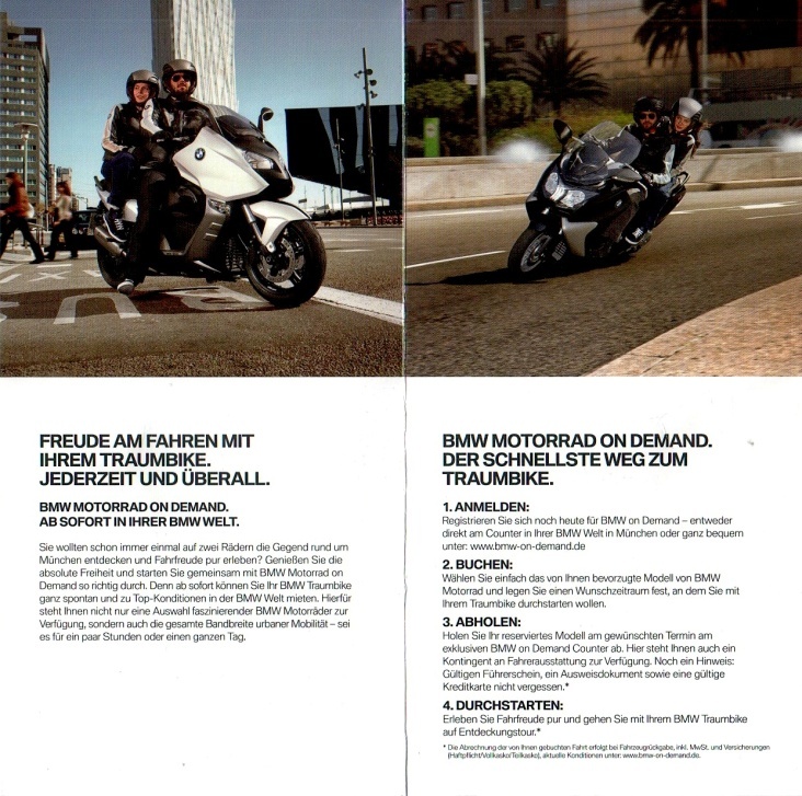BMW Motorrad – Flyer Mietservice OnDemand