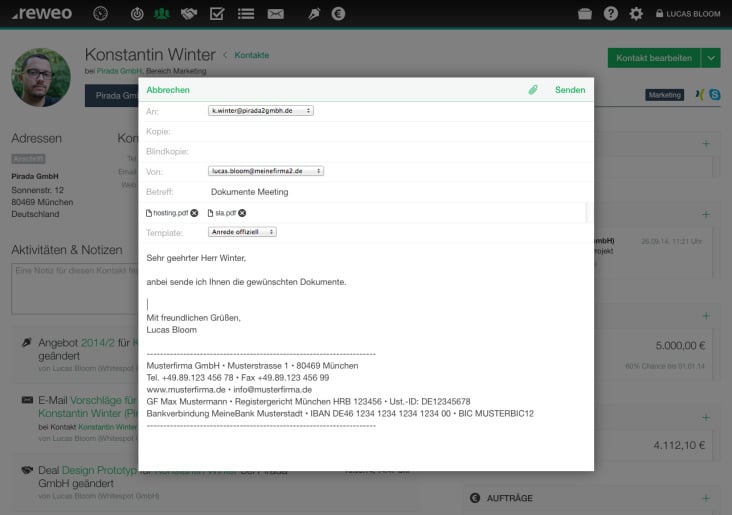 Email – SaaS CRM & Fakturierung – reweo