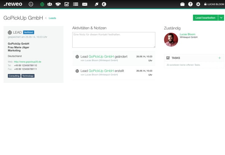 Lead – SaaS CRM & Fakturierung – reweo