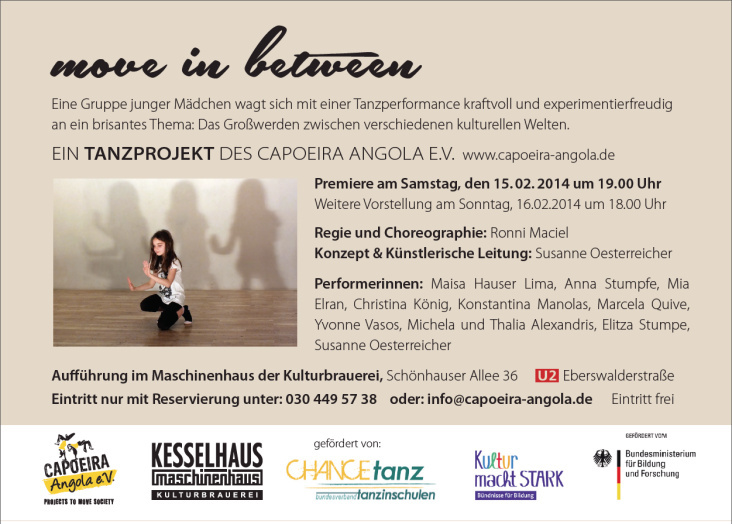 Mädchen Tanzprojekt „move in between“ Rückseite