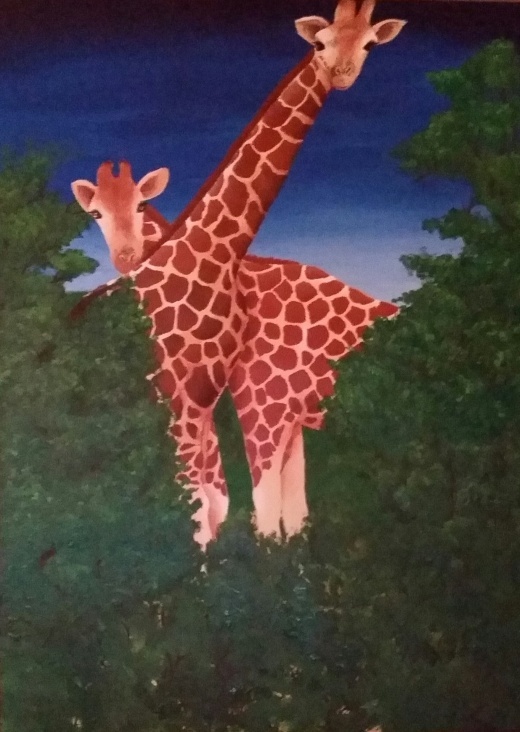 Giraffe, freie Arbeit, Material: Acryl
