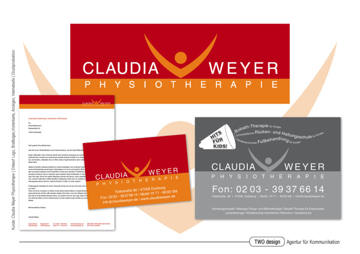 Logoentwicklung und Geschäftspapiere Praxis für Physiotherapie