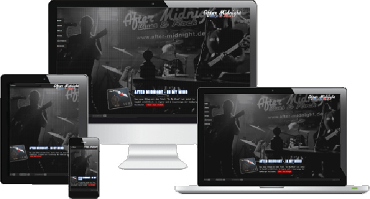 Rockband-Website, mobiloptimiert