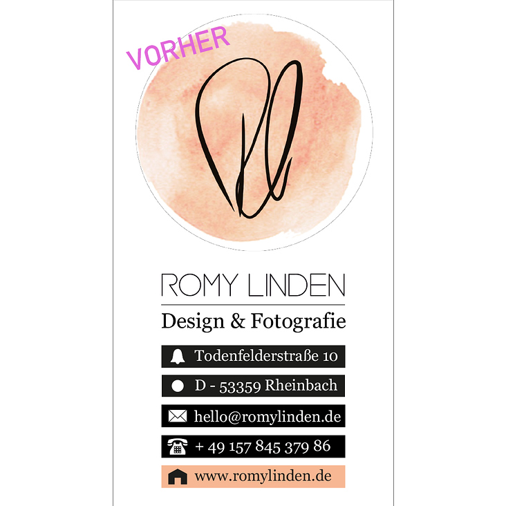 Visitenkarte Romy Linden (vorher)