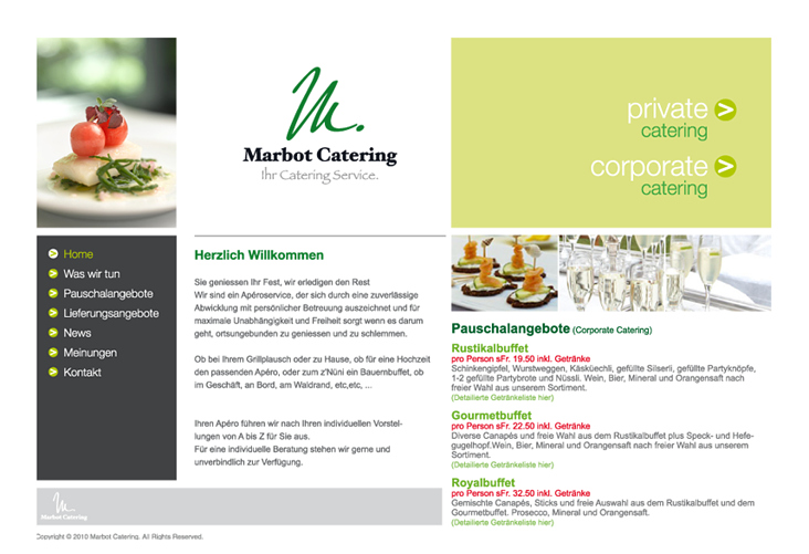 CMS Website, Marbot Catering