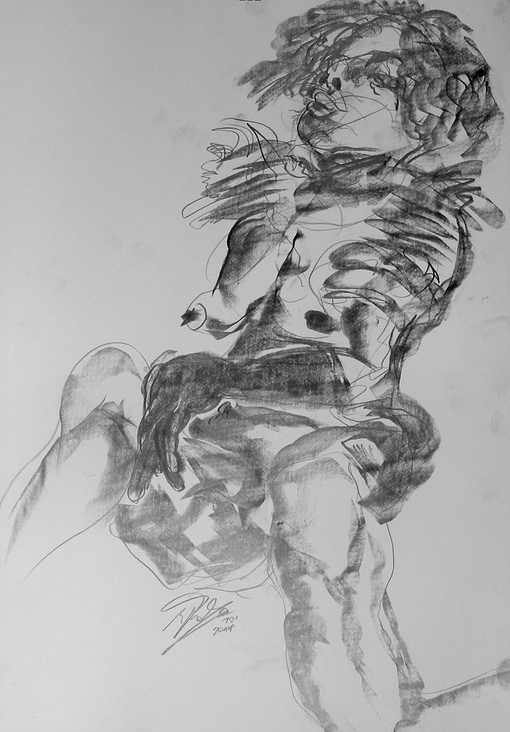 Die Muse, schnelle Zeichnung, 66 × 48 cm