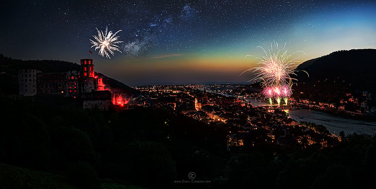 Heidelberg mit Feuerwerk