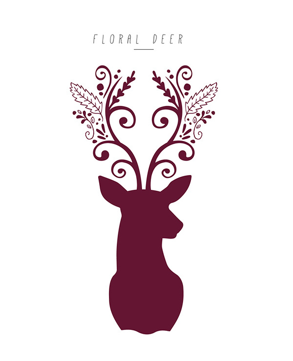 Floral Deer / Design Element